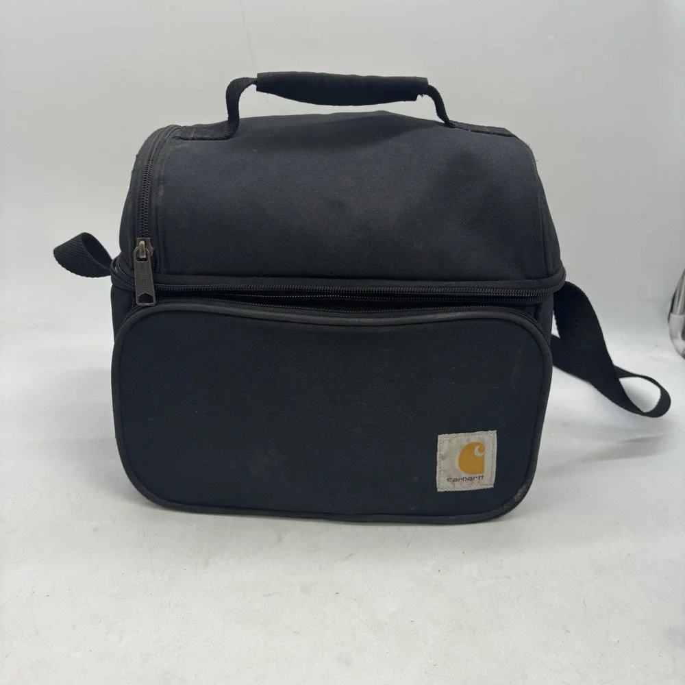 Carhartt 12 Can Insulated Lunch Box Cooler Two Compartment Black Bag Zip